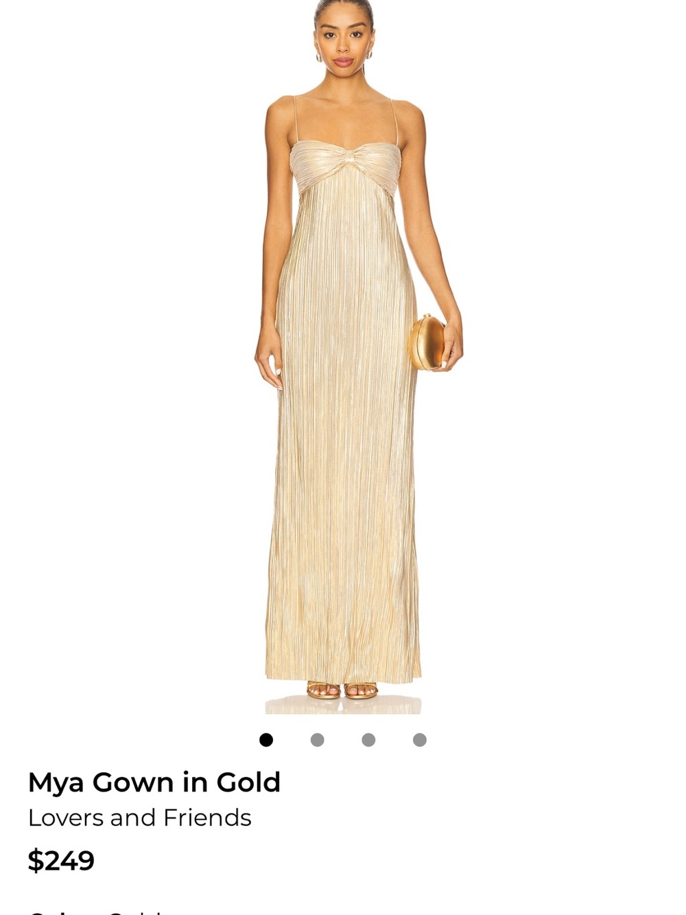 Lovers + Friends Gold Pleated Maxi Gown